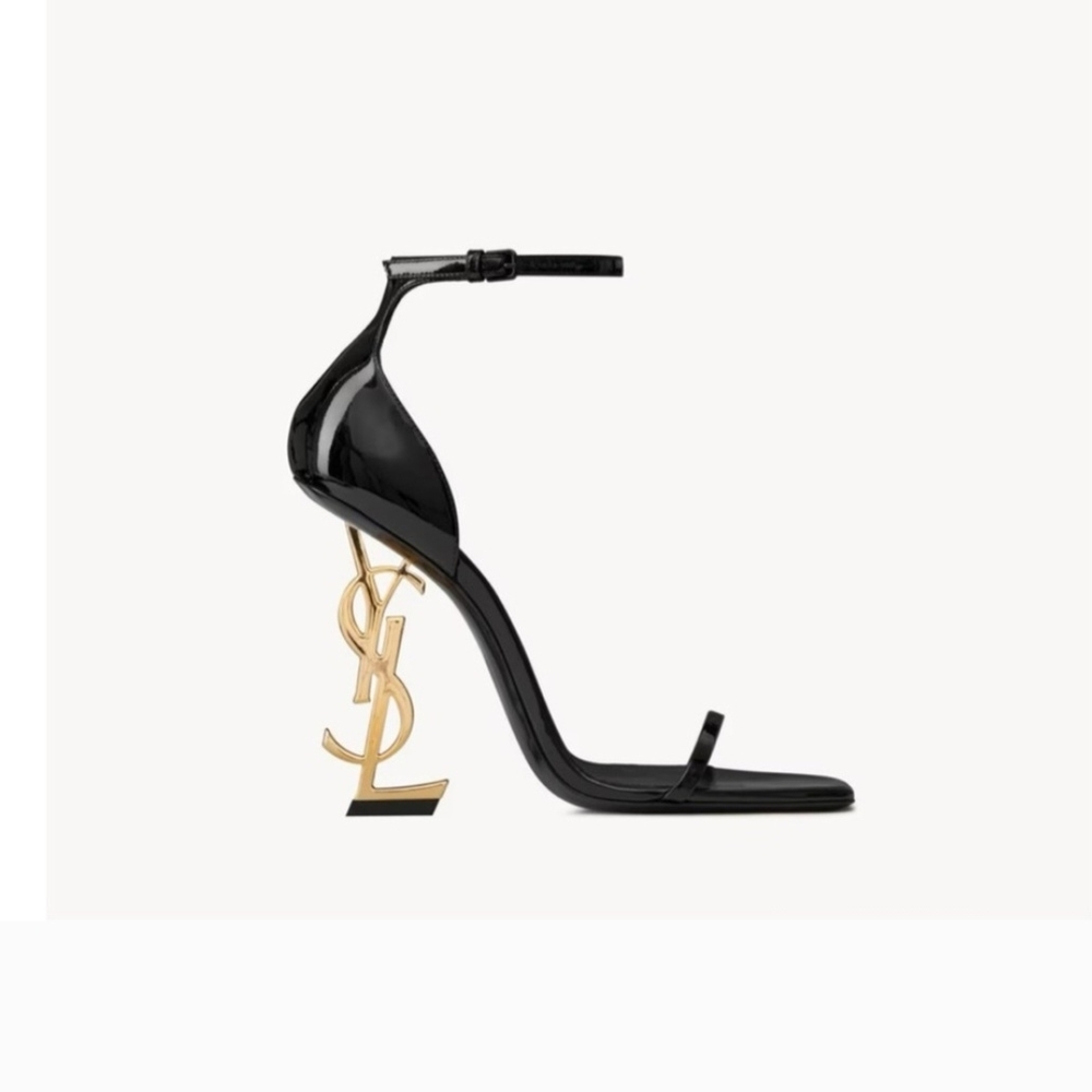 Yves Saint Laurent Black Heels with Gold Monogram